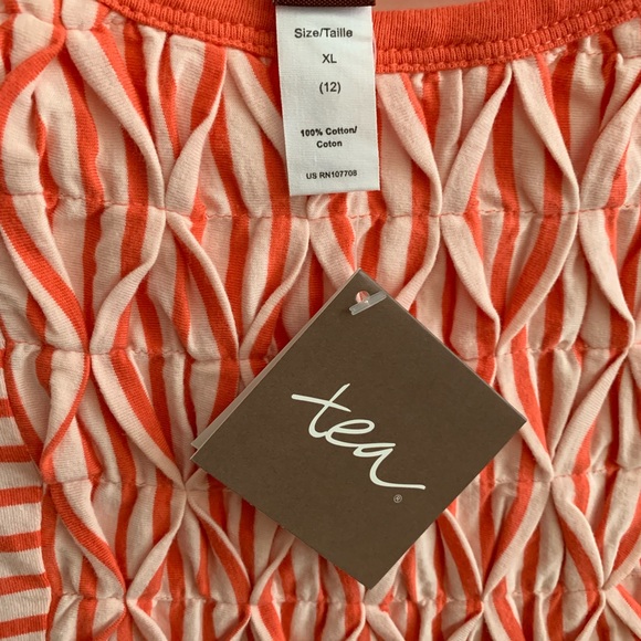 Tea Orange Pink Striped Long Shirt NWT SZ 12 - Picture 3 of 4